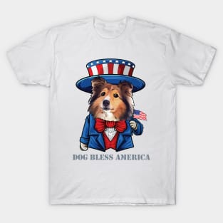 Shetland Sheepdog Dog Bless America T-Shirt